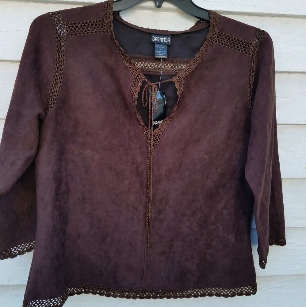 NWT Brown Suede Top